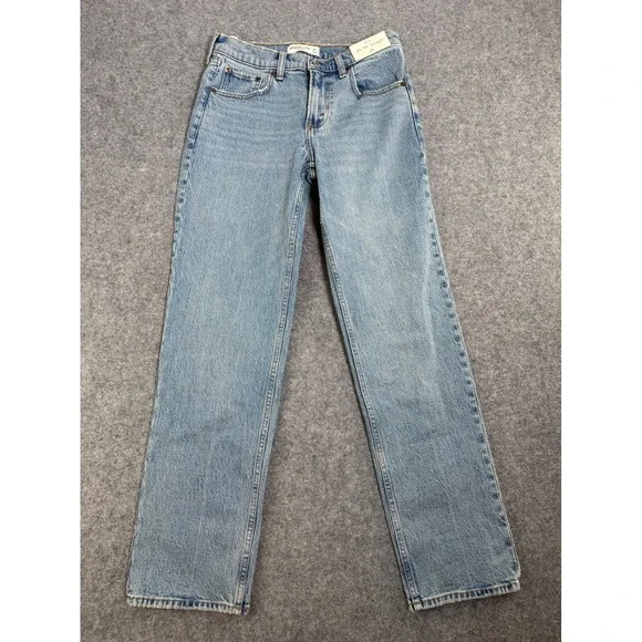 NWT Abercrombie Fitch The 90s Straight Mid Rise Jeans Women Size 27 Reguar - Picture 1 of 12
